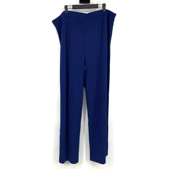 Susan Graver Pants Blue Liquid Knit Pull On Stretch Straight Leg - Picture 8 of 10